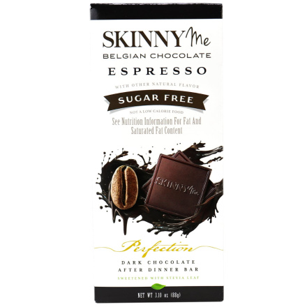 SkinnyMe Sugar Free Dark Chocolate Espresso Bar, 88g
