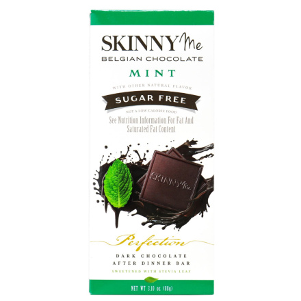 SkinnyMe Sugar Free Dark Chocolate Mint Bar, 88g