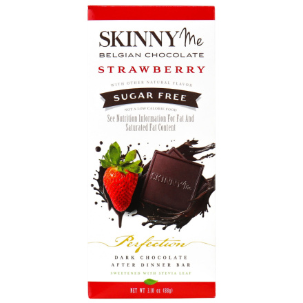 SkinnyMe Sugar Free Dark Chocolate Strawberry Bar, 88g