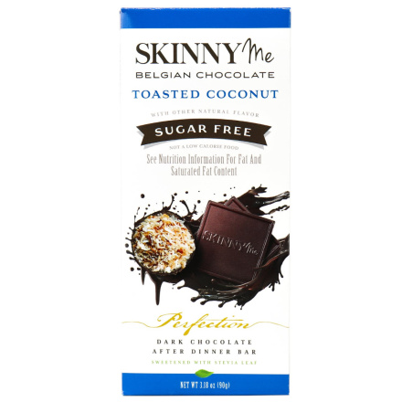SkinnyMe Sugar Free Dark Chocolate Toasted Coconut Bar, 88g