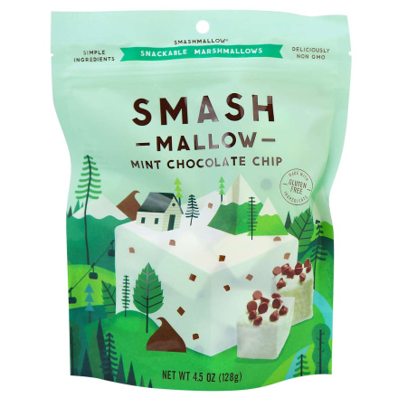SmashMallow Mint Chocolate Chip Snackable Marshmallows, 128g