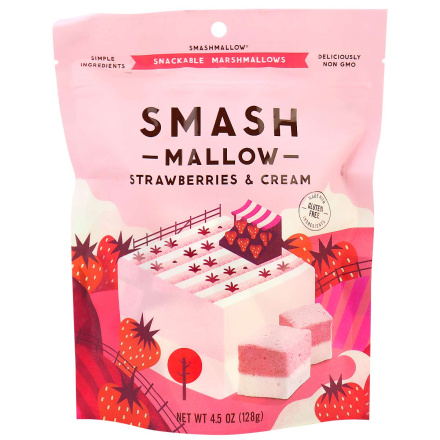 SmashMallow Strawberries & Cream Snackable Marshmallows, 128g