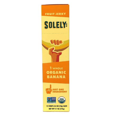 Front of Solely Organic Fruit Jerky Banana