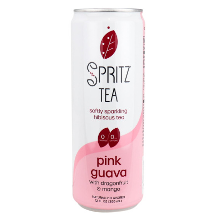 Front of Spritz Tea Softly Sparkling Hibiscus Tea Pink Guava, 355mL