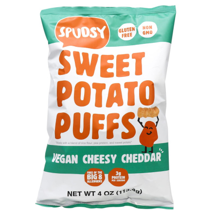 Spudsy Vegan Sweet Potato Puffs Cheezy Cheddar, 113.4g