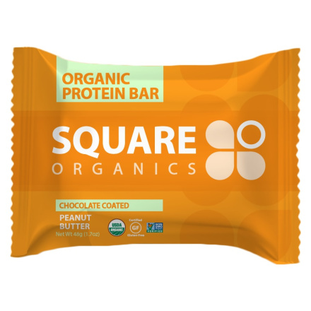 Square Organics Chocolate Coated Peanut Butter Protein Bar, 1 Bar