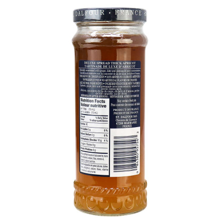 Back of St. Dalfour Deluxe Fruit Spread Apricot, 225ml
