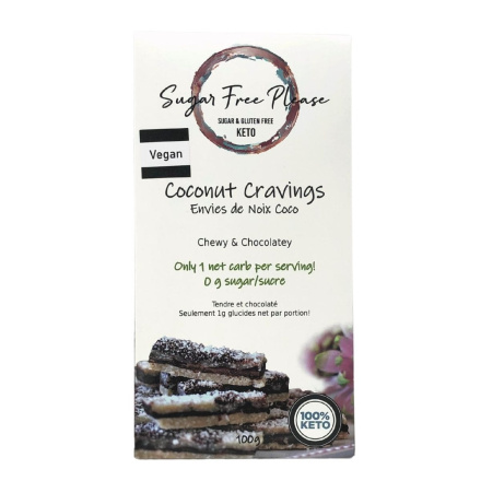 Front of Sugar Free Please Vegan Keto Coconut Cravings, 110g