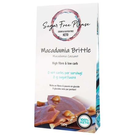 Front of Sugar Free Please Keto Macadamia Brittle, 100g