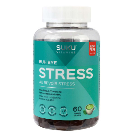 SUKU Vitamins Sugar-Free Gummies Buh Bye Stress with Rhodiola, 60 Gummies