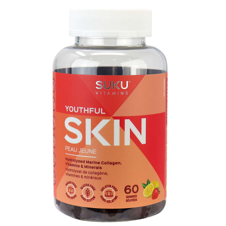 SUKU Vitamins Sugar-Free Gummies Youthful Skin Hydrolyzed Marine Collagen, 60 Gummies