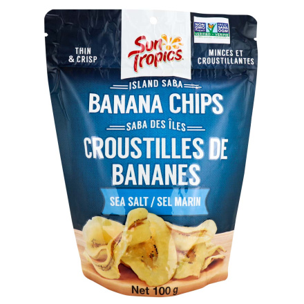Front of Sun Tropics Island Saba Banana Chips Sea Salt, 100g