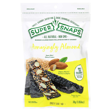 Front of Super Snaps All Natural Amazingly Almond, 30g