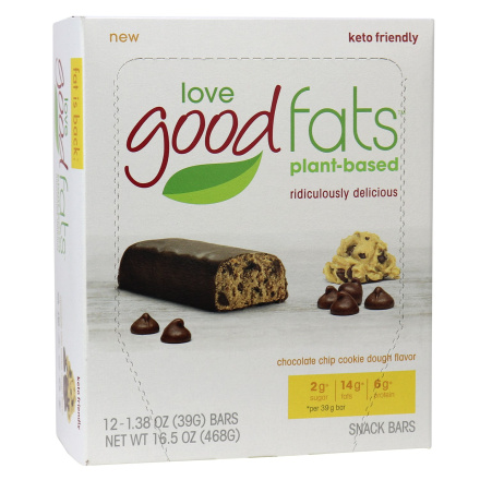 Love Good Fats Keto Bars Chocolate Chip Cookie Dough, 12 Bars