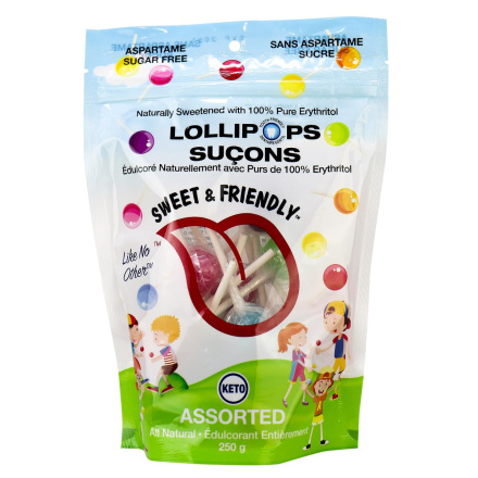 Sweet & Friendly Sugar Free Lollipops Assorted, 250g 