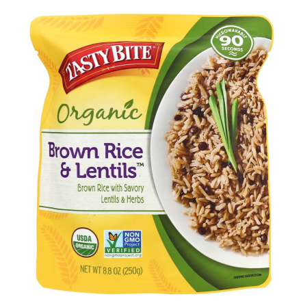 Tasty Bites Organic Brown Rice & Lentils, 250g