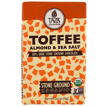 Taza Organic Toffee Ground Chocolate Bar, 70g