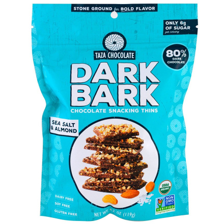 Taza Organic Sea Salt & Almond Dark Bark, 119g