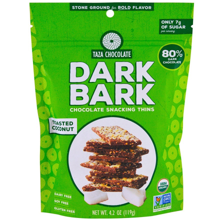 Taza Organic Toasted Coconut Dark Bark, 119g