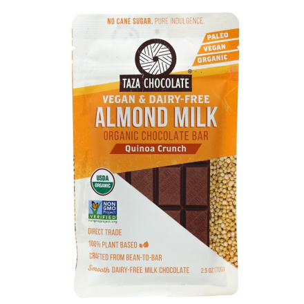 Taza Organic Almond Milk Chocolate Quinoa Crunch, 70g