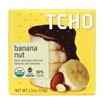 TCHO Banana Nut Dark Chocolate Bar, 70g