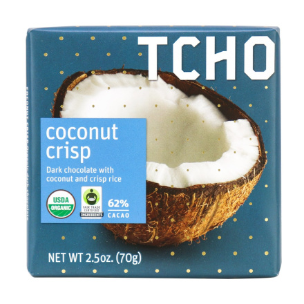TCHO Coconut Crisp Dark Chocolate Bar, 70g