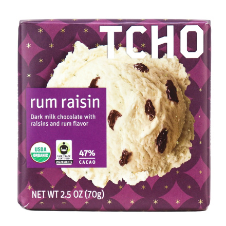 TCHO Rum Raisin Dark Milk Chocolate Bar, 70g