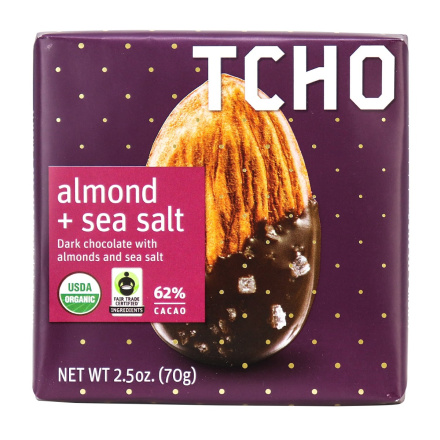 TCHO Almond Sea Salt Dark Chocolate Bar, 70g
