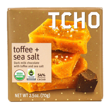 TCHO Toffee Sea Salt Dark Milk Chocolate Bar, 70g