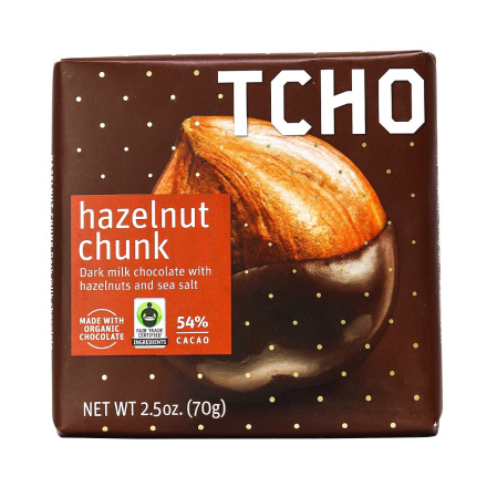 TCHO Hazelnut Chunk Dark Milk Chocolate with Hazelnuts & Sea Salt, 70g