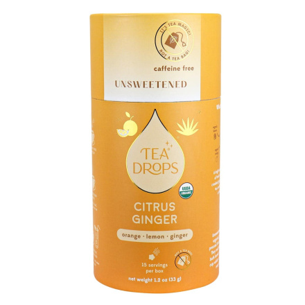 Front of Tea Drops Citrus Ginger Unsweetened, 33g
