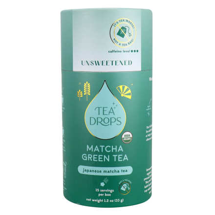 Front of Tea Drops Matcha Green Tea Unsweetened, 33g
