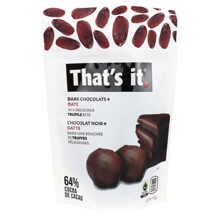 Front of That’s It. Dark Chocolate + Date Truffle Bites, 142g
