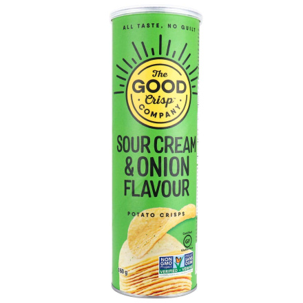 Front of The Good Crisp Company Sour Cream & Onion Flavour Potato Crisps, 160g