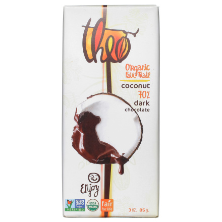 Theo Coconut Organic Dark Chocolate 70% Cocoa, 85g