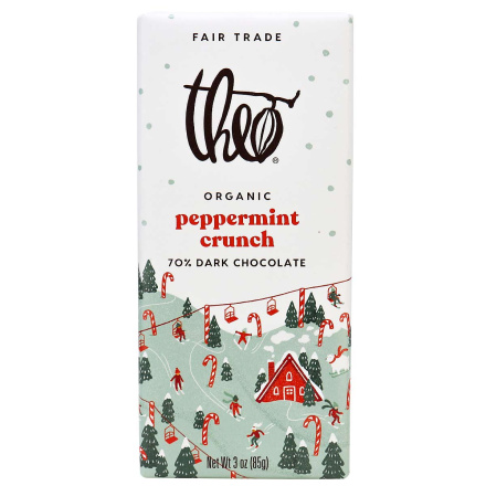Theo Organic 70% Dark Chocolate Peppermint Crunch, 85g