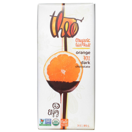 Theo Orange Organic Dark Chocolate 70% Cocoa, 85g
