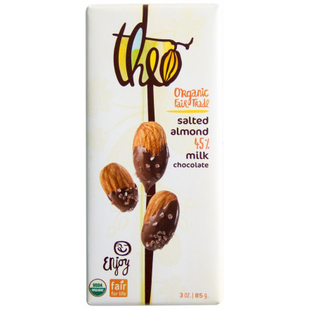 Theo Organic Salted Almond Dark Chocolate 70% Cocoa, 85g
