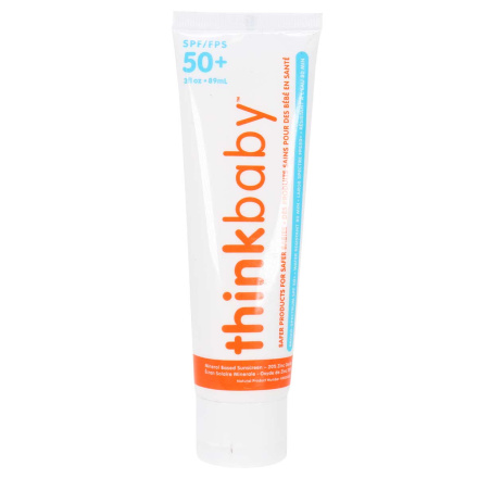 Front of Think Baby Water Resistant Mineral-Based Sunscreen SPF 50+ , 89mL