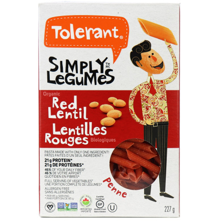 Tolerant Organic Red Lentil Penne, 227g