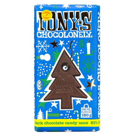 Tony's Chocolonely 51% Dark Chocolate Mint Candy Cane, 180g