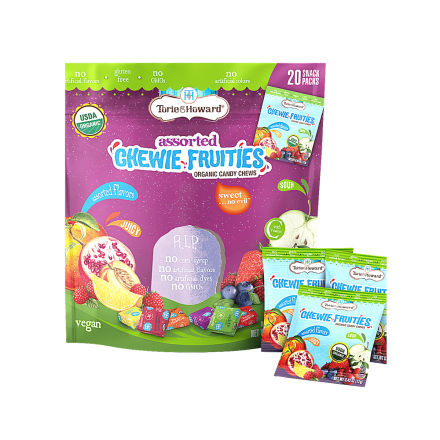 Front of Torie & Howard Assorted Chewie Fruities - 20 Snack Pack, 240g