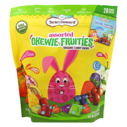 Front of Torie & Howard Assorted Chewie Fruities Organic Candy Chews, 240g