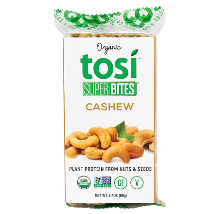 Front of Tosi Organic SuperBites Cashew, 68g