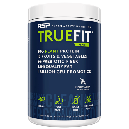 Front of RSP Nutrition Truefit Meal Replacement Plant-Based Protein Creamy Vanilla, 760g