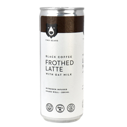 Two Bears Frothed Latte with Oat Milk Black Coffee, 250ml