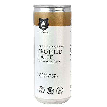Two Bears Frothed Latte with Oat Milk Vanilla Coffee, 250ml