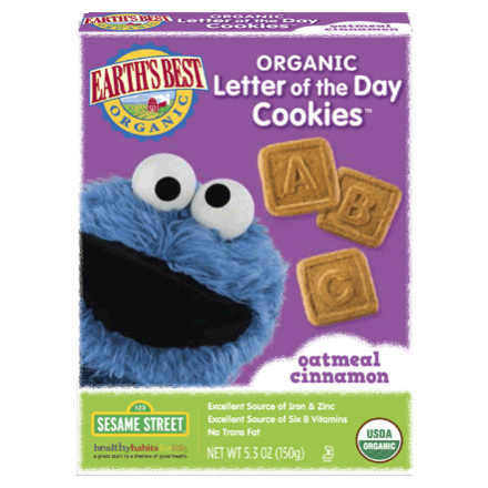 Earth's Best Organic Sesame Street Letter of the Day Oatmeal Cinnamon Cookies, 150g