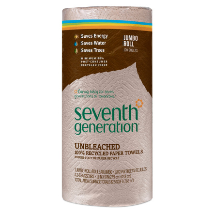 Seventh Generation 100% Recycled Unbleached Paper Towels, 120 sheets