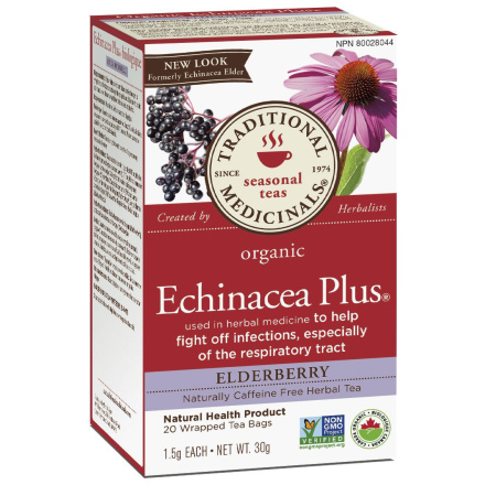 Traditional Medicinals Organic Echinacea Plus Elderberry Tea, 20 tea bags